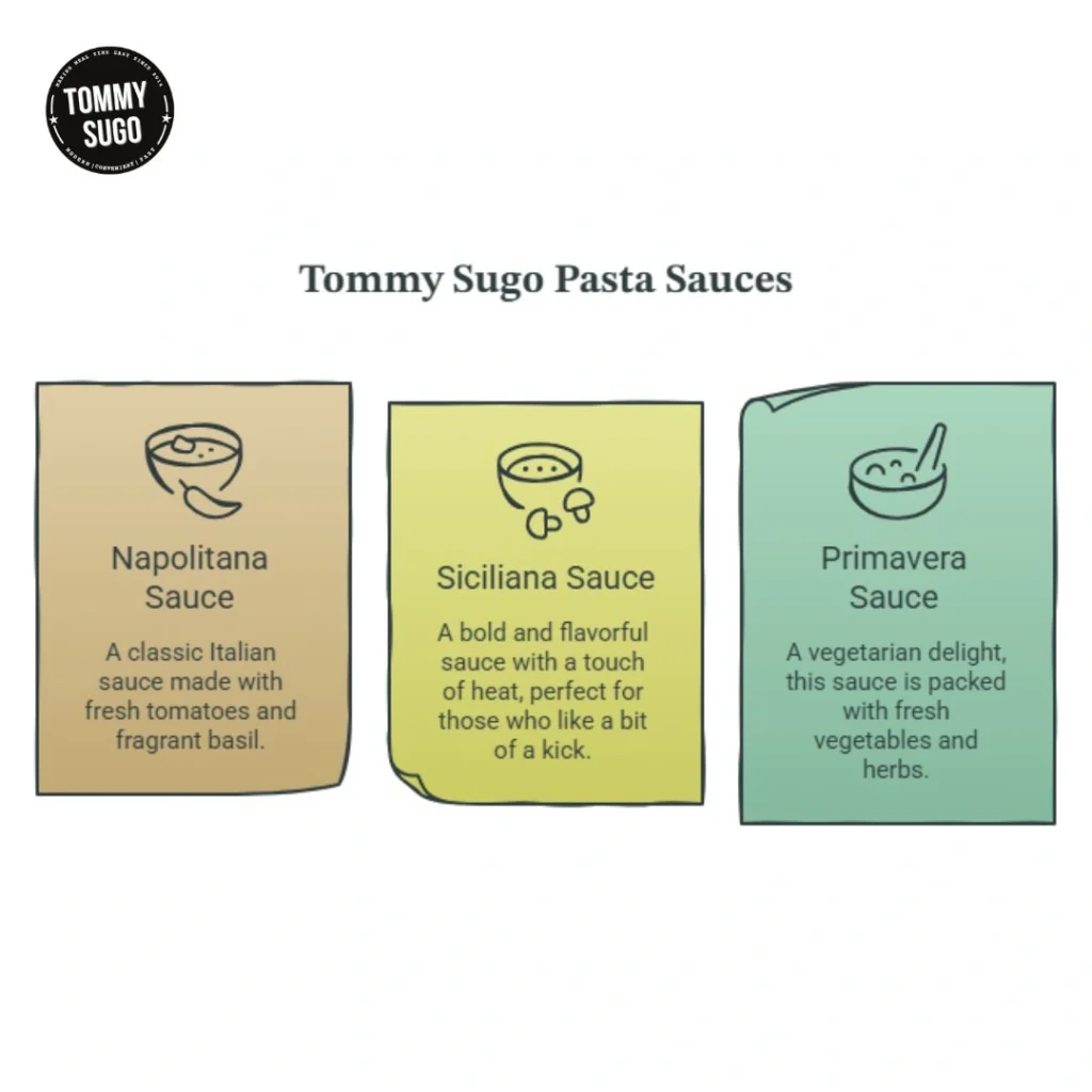A visual display of four distinct pasta sauces
