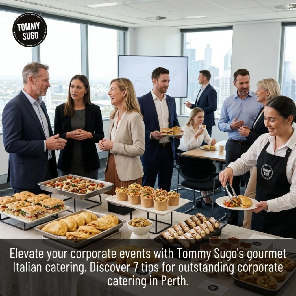 Corporate Catering in Perth featuring fresh pasta, arancini and gourmet meals