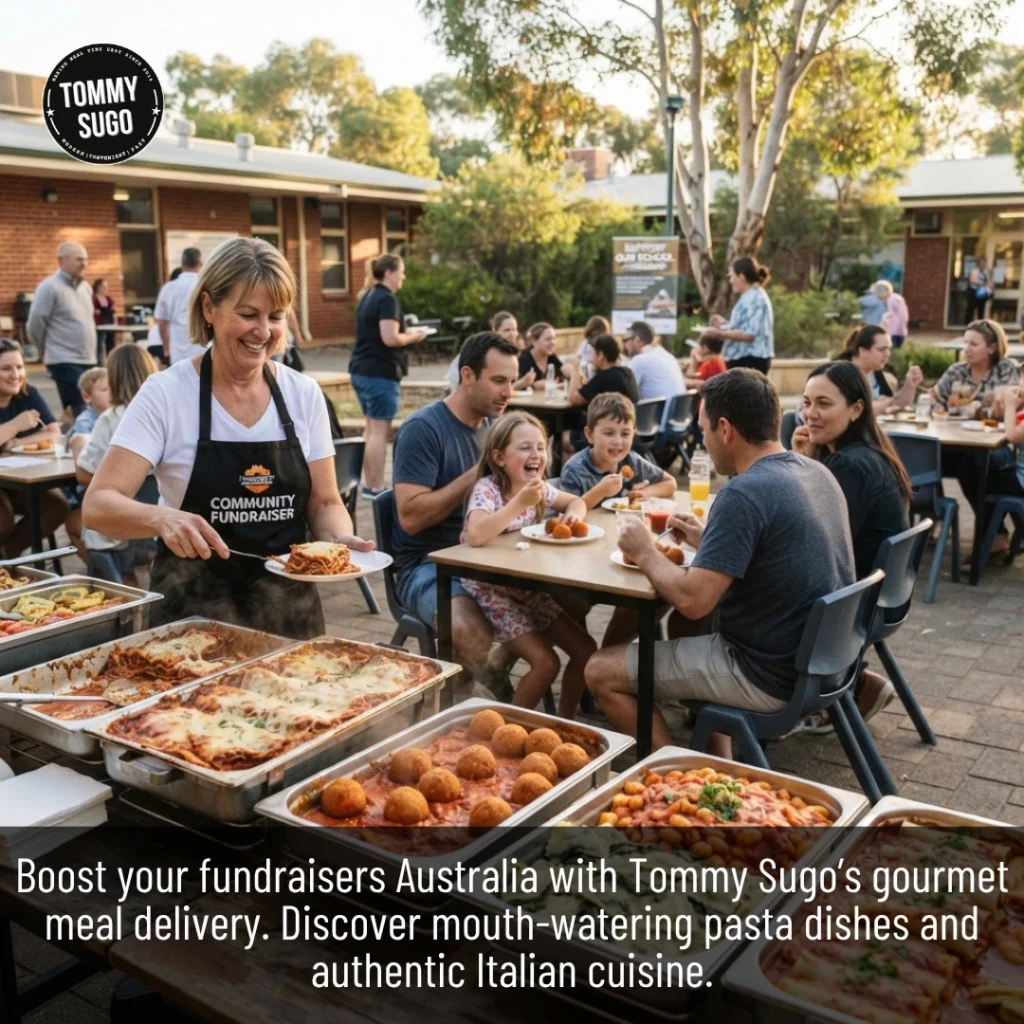 Fundraisers Australia featuring a community event with delicious Italian meals and pasta