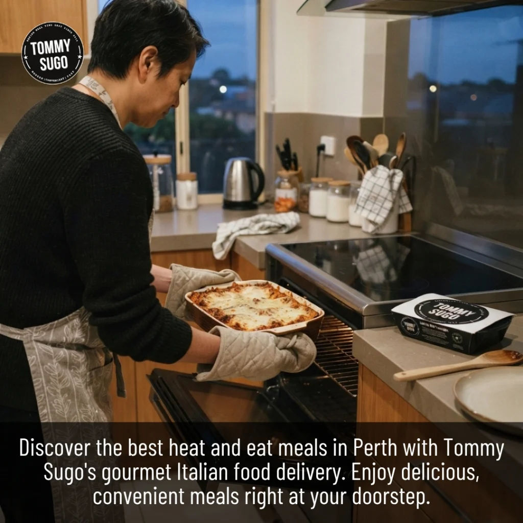 Heat and Eat Meals being placed in the oven for an easy, convenient, and satisfying family dinner