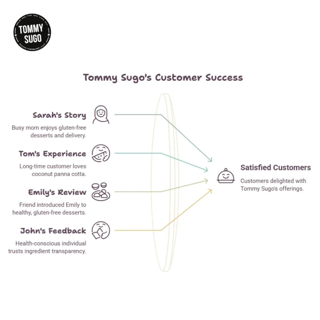 Tommy Sugo infographic connects four positive customer stories