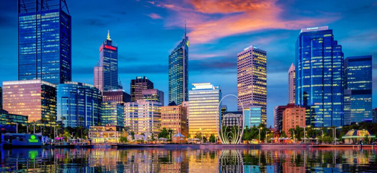 bigstock Sunset In Perth City With Buil 297567055