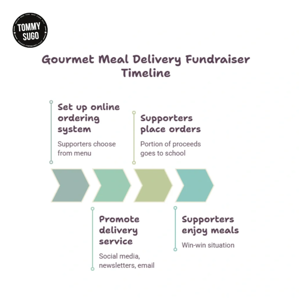 Tommy Suggs Gourmet Meat Delivery Fundraiser timeline shows online setup