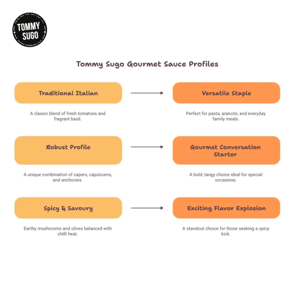 Tommy Sugo Gourmet Sauce Profiles infographic