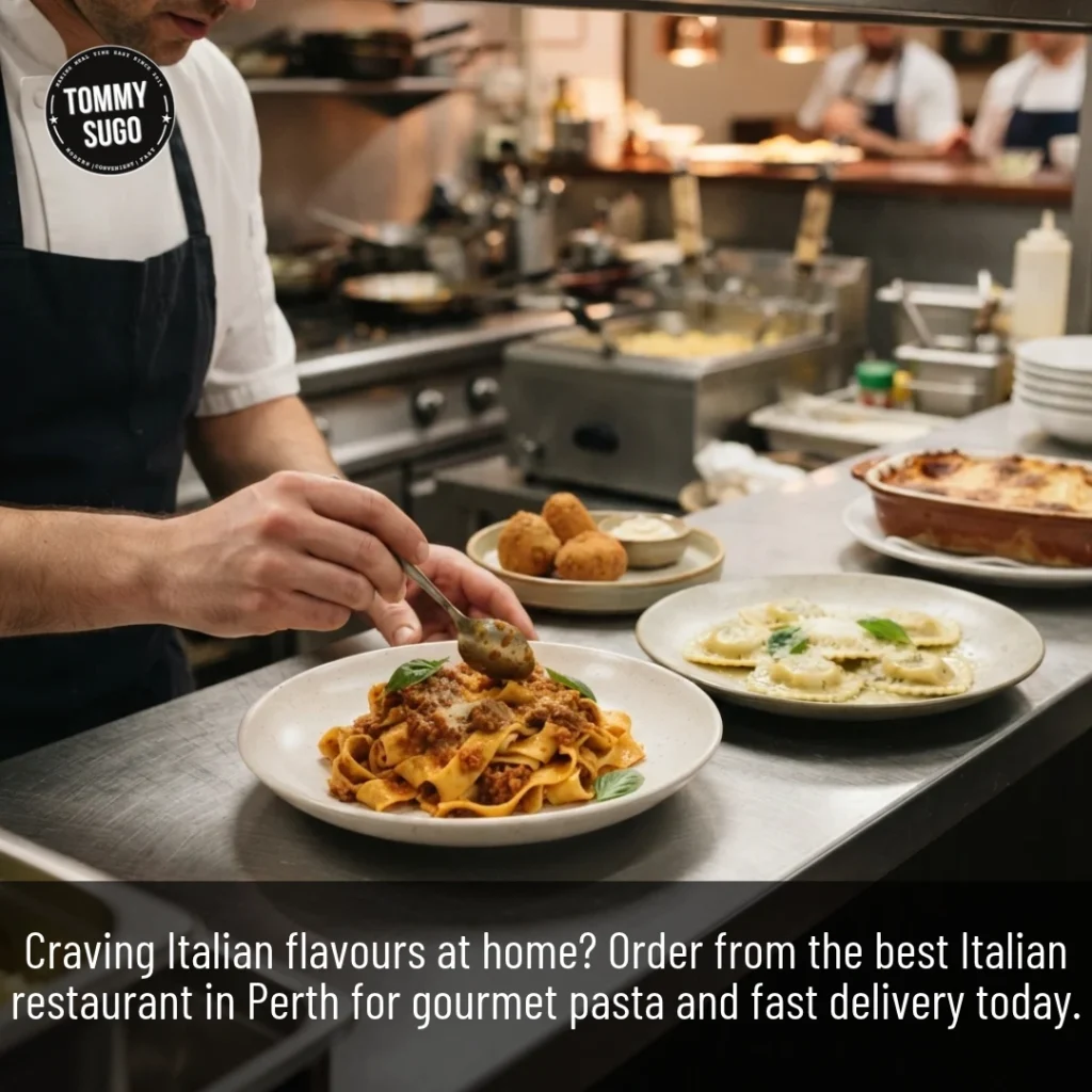 Gourmet Italian Restaurant in Perth plating freshly prepared pasta meals