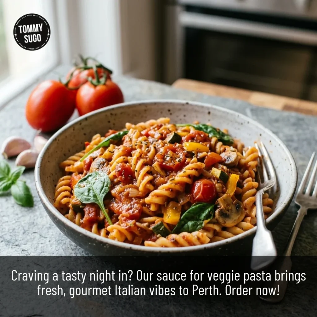 Gourmet Sauce for Veggie Pasta with fresh vegetables and Italian herbs